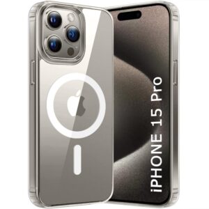 WonRia Polycarbonate Ultra-Hybrid Back Case Cover For Iphone 15 Pro Compatible With Magsafe